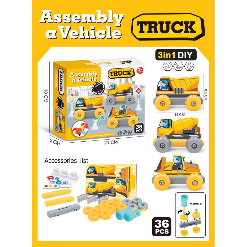 SET EMSAMBLAJE 3 EN 1 VEHICULOS CONSTRUC. 36 PZAS. 18 X 6 X 21 cm. SET EMSAMBLAJE 3 EN 1 VEHICULOS CONSTRUC. 36 PZAS. 18 X 6 X 21 cm.