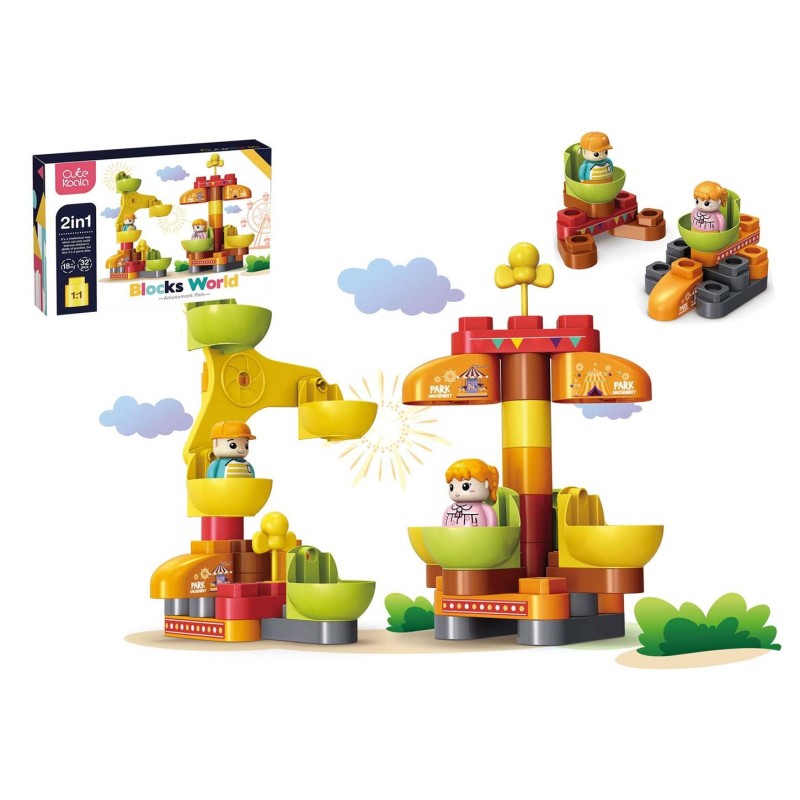 SET MONTAJE BLOQUES PARQUE 32 PIEZAS 2 EN 1 35cm x 23cm x 7,2cm SET MONTAJE BLOQUES PARQUE 32 PIEZAS 2 EN 1 35cm x 23cm x 7,2cm