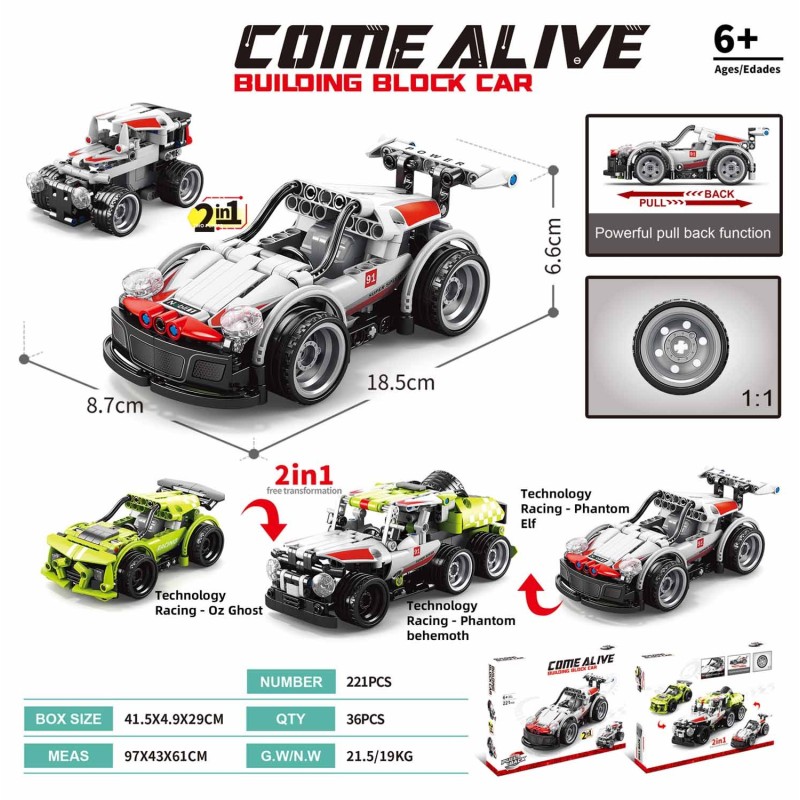 MAQUETA 221 PZAS 2 EN 1CONST. COCHE FORMULA BLANCO 8,7 x 18,5 x 6,6 cm. MAQUETA 221 PZAS 2 EN 1CONST. COCHE FORMULA BLANCO 8,7 x 18,5 x 6,6 cm.