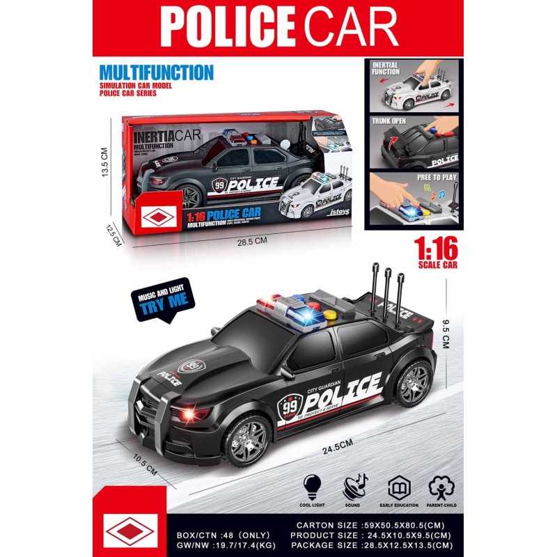 COCHE POLICIA NEGRO ESCALA 1:16 LUZ Y SONIDO COCHE POLICIA NEGRO ESCALA 1:16 LUZ Y SONIDO