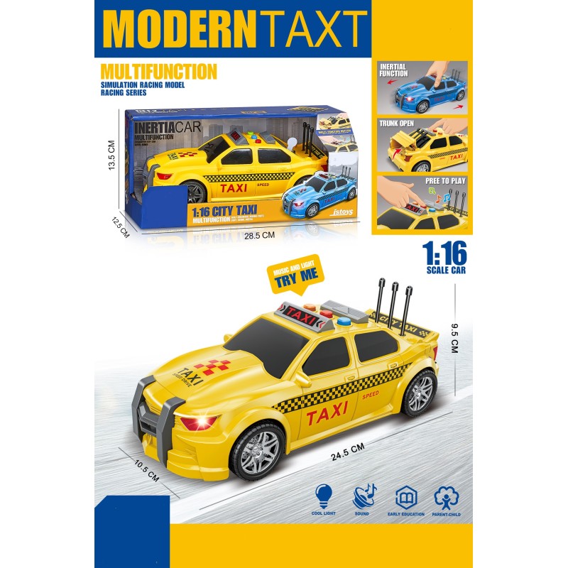TAXI MULTIFUNCION ESCALA 1:16 LUZ Y SONIDO 10,5 x 24,5 x 9,5 cm. TAXI MULTIFUNCION ESCALA 1:16 LUZ Y SONIDO 10,5 x 24,5 x 9,5 cm.