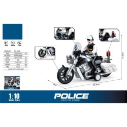 MOTO POLICIA FRICCION ESCALA 1: 10 LUZ Y SONIDO 8 x 21,5 x 14,5 cm.