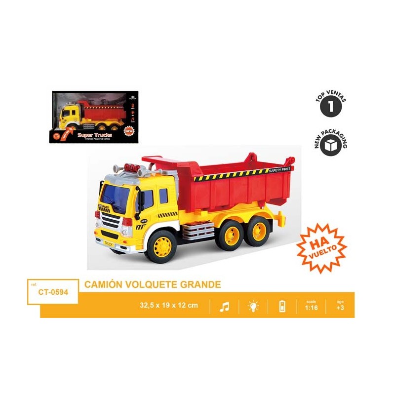 CAMION CONSTRUCCION FRICCION LUZ Y SONIDO 32,5 x19 x 12 cm. CAMION CONSTRUCCION FRICCION LUZ Y SONIDO 32,5 x19 x 12 cm.