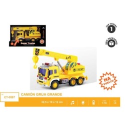 CAMION GRUA FRICCION LUZ Y SONIDO 32,5 x 19 x 12 cm.