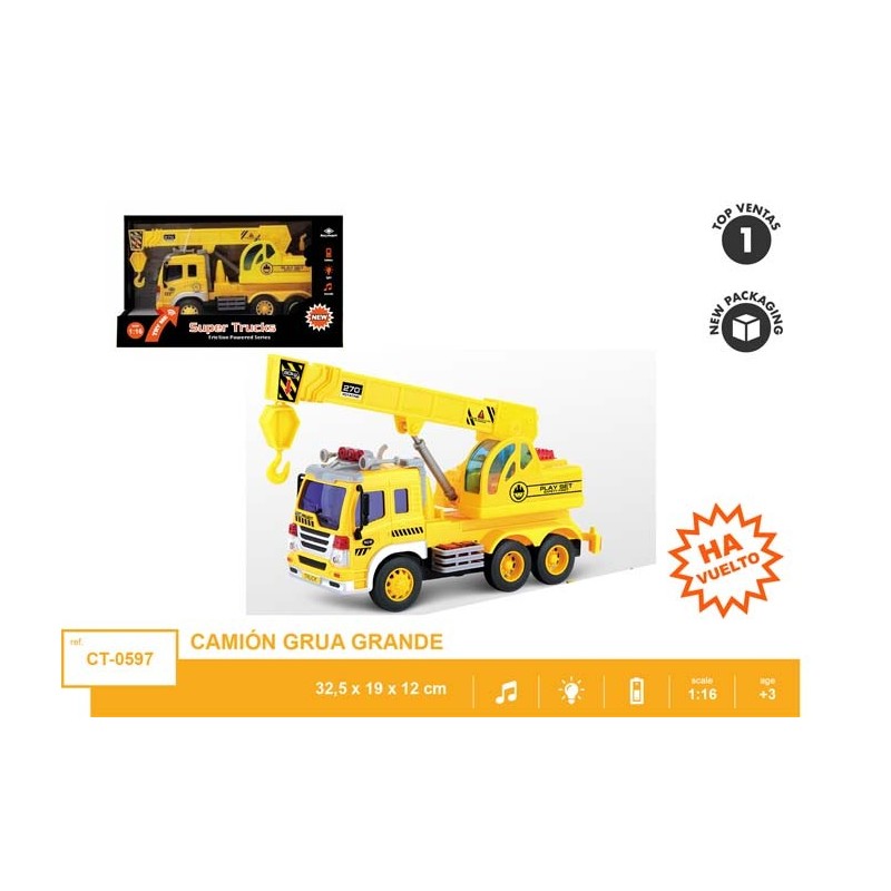 CAMION GRUA FRICCION LUZ Y SONIDO 32,5 x 19 x 12 cm. CAMION GRUA FRICCION LUZ Y SONIDO 32,5 x 19 x 12 cm.