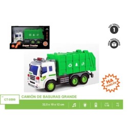 CAMION ECOLOGICO RECICLAJE BASURAS 32,5 x 19 x 12 cm.