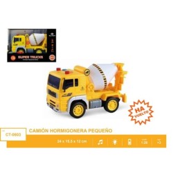 CAMION CEMENTERO PEQUEÑO FRICCION LUZ Y SONIDO 24 x 15,5 x 12 cm.