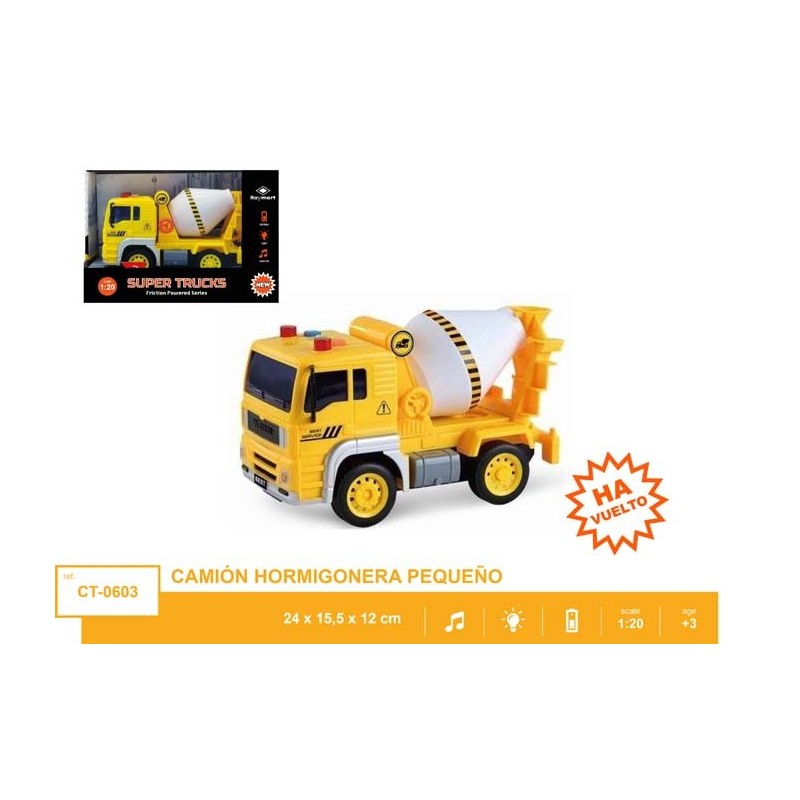 CAMION CEMENTERO PEQUEÑO FRICCION LUZ Y SONIDO 24 x 15,5 x 12 cm. CAMION CEMENTERO PEQUEÑO FRICCION LUZ Y SONIDO 24 x 15,5 x 12 cm.