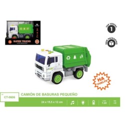 CAMION ECOLOGICO PEQ. RECICLAJE BASURAS 24 x 15,5 x 12 cm.