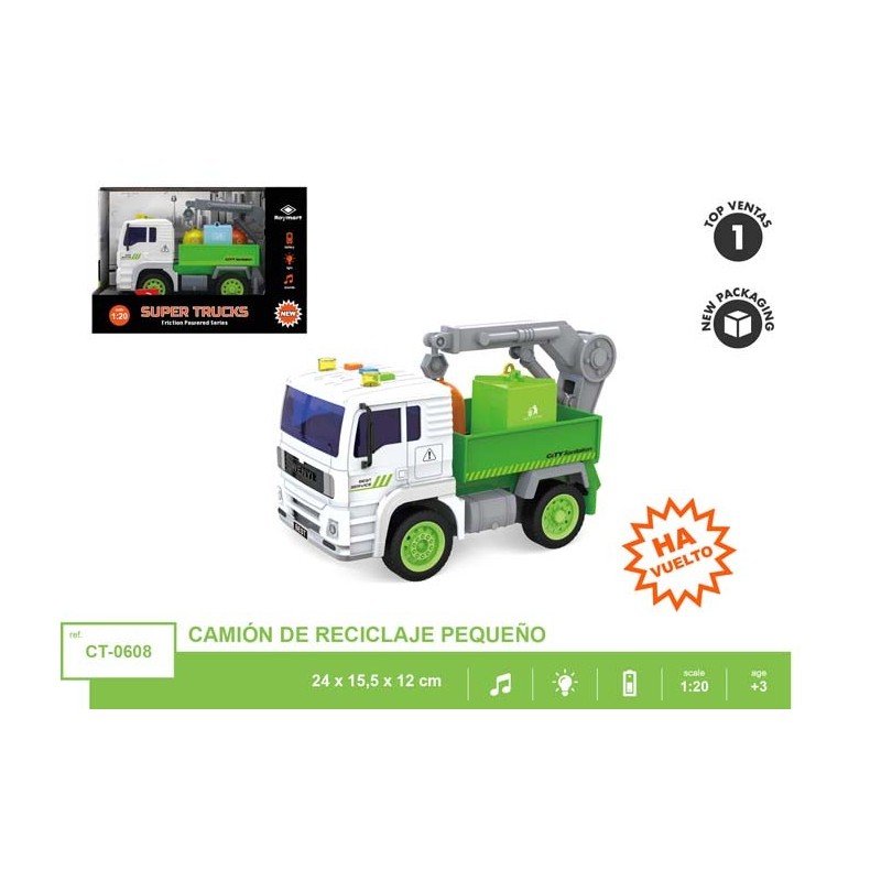 CAMION ECOLOGICO GRUA PEQ. LUZ Y SONIDO 24 x 15,5 x 12 cm. CAMION ECOLOGICO GRUA PEQ. LUZ Y SONIDO 24 x 15,5 x 12 cm.