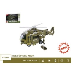 HELICOPTERO US ARMY FRICCION LUZ Y SONIDO 24 X 15,5 X 10,5 CM