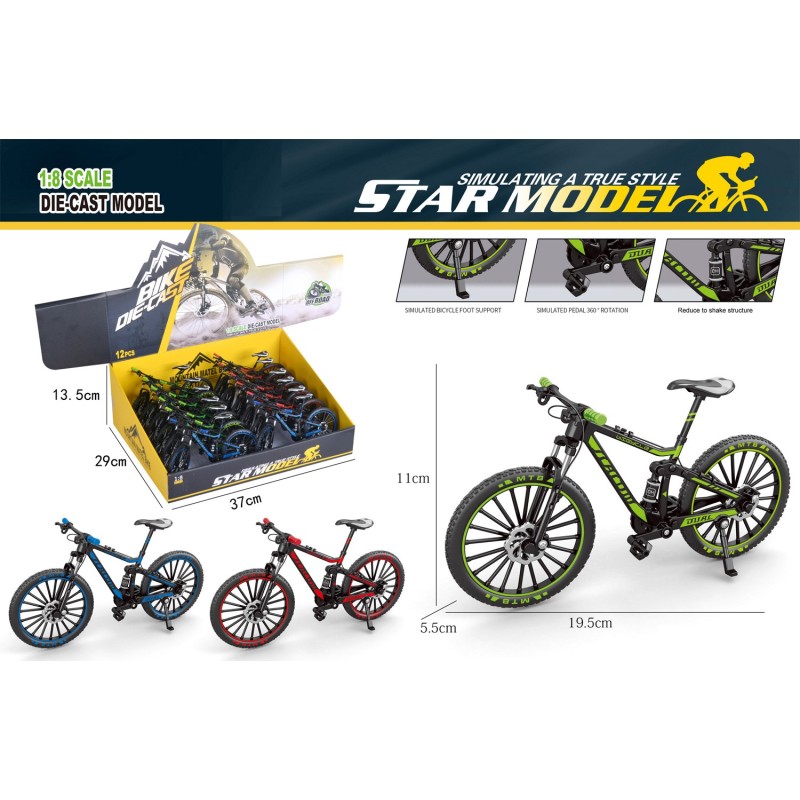 EXP.12 BICICLETAS STAR MODEL,3 COLORES Exp. 13,5 x 29 x 37 cm. Unid. 11 x 5,5 x 19,5 cm. EXP.12 BICICLETAS STAR MODEL,3 COLORES Exp. 13,5 x 29 x 37 cm. Unid. 11 x 5,5 x 19,5 cm.