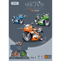 EXP.8 MOTOS FRICTION POWER LUZ Y SONIDO,3 COLORES Exp.35,9 x 33,2 x 8,7 cm.Unid.8,5 x 7,9 x 14,5 cm.