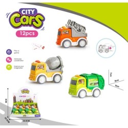 EXP.12 CAMIONES FRICCION CONSTRUCCION,3 COLORES Exp. 8 x 25,5 x 30,5 cm. Unid. 7 x 8 x 5 cm.