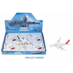 EXP. 6 AVIONES COMERCIALES AIRBUS LUZ Y SONIDO Exp: 30 x 39 x 27 Und: 15 x 15 x 3 cm