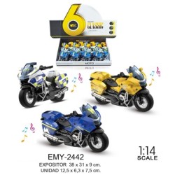EXP.12 MOTOS LUZ Y SONIDO 1:14 POLICE PULL BACK Exp: 38 x 31 x 9 cm