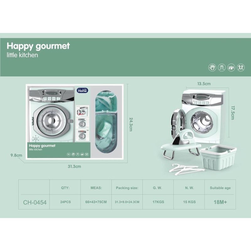 LAVADORA HAPPY GOURMET VERDE CON LUZ Y SONIDO 31,3 x 9,8 x 24,3 cm. LAVADORA HAPPY GOURMET VERDE CON LUZ Y SONIDO 31,3 x 9,8 x 24,3 cm.