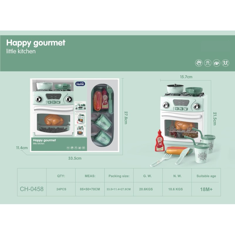 COCINA HAPPY GOURMET VERDE CON LUZ Y SONIDO 33,5 x 11,4 x 27,8 cm. COCINA HAPPY GOURMET VERDE CON LUZ Y SONIDO 33,5 x 11,4 x 27,8 cm.