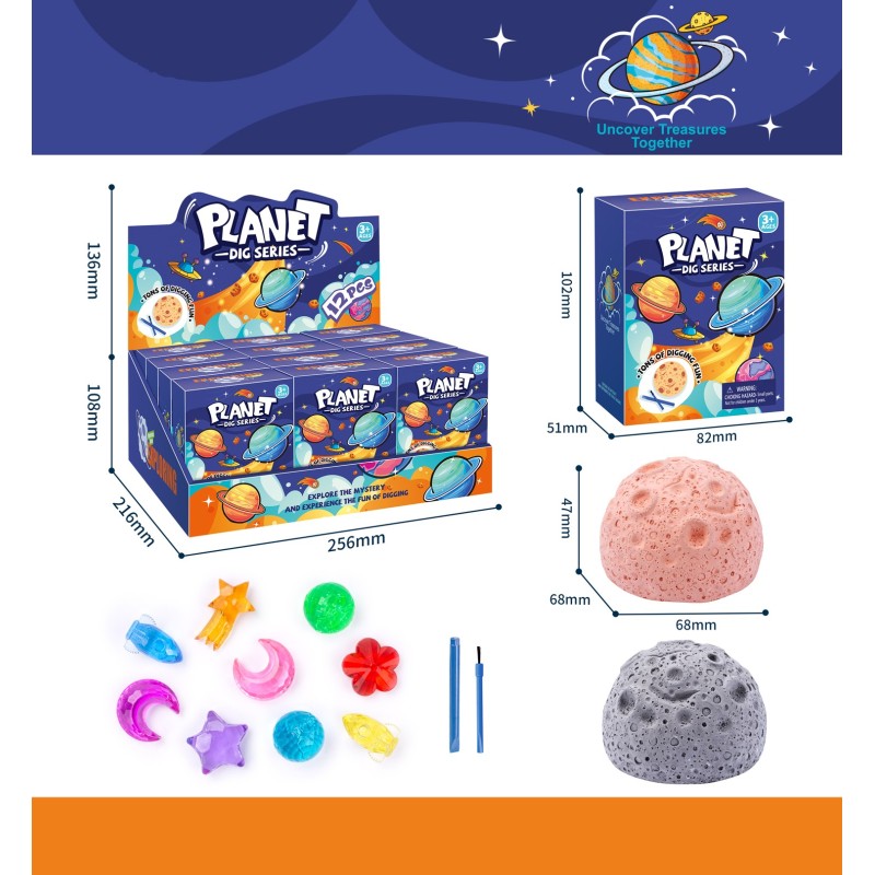 EXP.12 SET EXCAVACION SORPRESA PLANETAS Exp. 13,6 x 21,6 x 25,6 cm Unid. 4,7 x 6,8 x 6,8cm EXP.12 SET EXCAVACION SORPRESA PLANETAS Exp. 13,6 x 21,6 x 25,6 cm Unid. 4,7 x 6,8 x 6,8cm