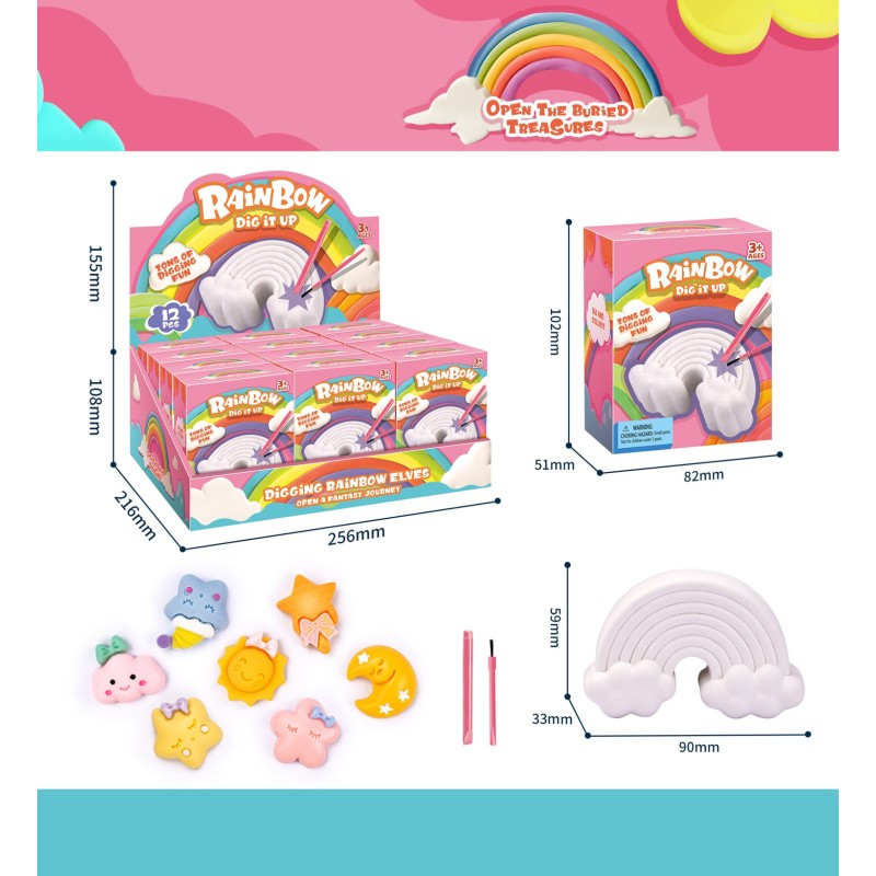 EXP.12 SET EXCAVACION SORPRESA RAINBOW Exp. 15,5 x 21,6 x 25,6 cm. Unid. 5,9 x 3,3 x 9 cm EXP.12 SET EXCAVACION SORPRESA RAINBOW Exp. 15,5 x 21,6 x 25,6 cm. Unid. 5,9 x 3,3 x 9 cm