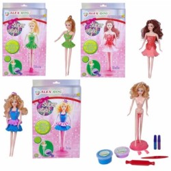 SET MUÑECA HAZ SU PROPIO VESTIDO ,3 MODELOS Caja:22 x 33,5 x 5 cm Muñeca: 29 x 7 x 4 cm