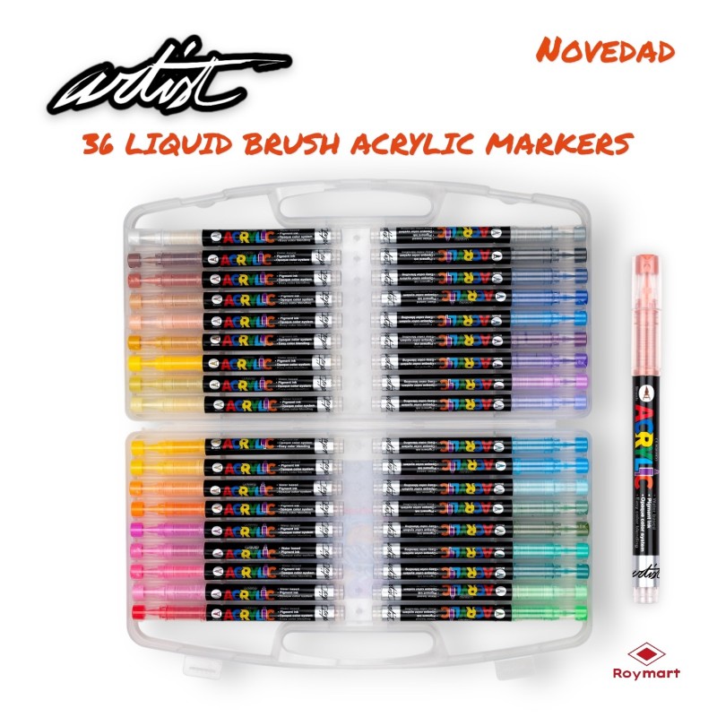 ESTUCHE MALETIN ACRILICOS REAL BRUSH ,36 COLORES 30 x 15,5 x 3 cm ESTUCHE MALETIN ACRILICOS REAL BRUSH ,36 COLORES 30 x 15,5 x 3 cm