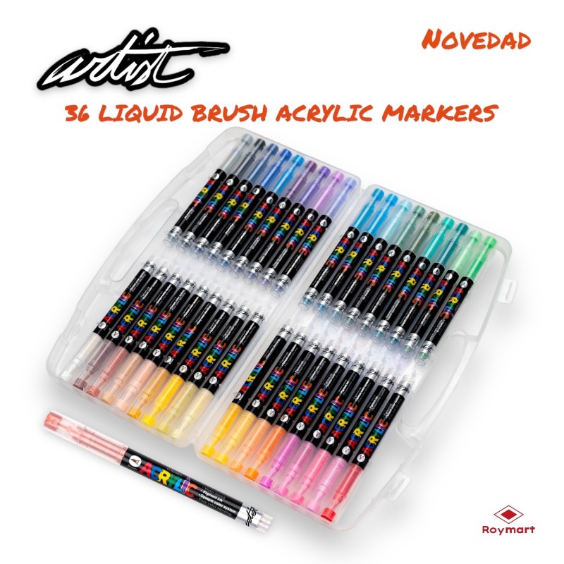 ESTUCHE MALETIN ACRILICOS REAL BRUSH ,36 COLORES 30 x 15,5 x 3 cm ESTUCHE MALETIN ACRILICOS REAL BRUSH ,36 COLORES 30 x 15,5 x 3 cm