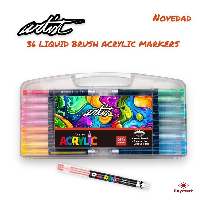 ESTUCHE MALETIN ACRILICOS REAL BRUSH ,36 COLORES 30 x 15,5 x 3 cm ESTUCHE MALETIN ACRILICOS REAL BRUSH ,36 COLORES 30 x 15,5 x 3 cm