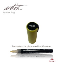 ESTUCHE 12 ROTUL.ACRILICO Y108 AMAR. FLUOR 15 cm.