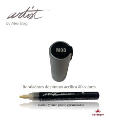 ESTUCHE 12 ROTUL.ACRILICO M08 PLATA METAL 15 cm.