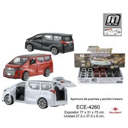 EXP.12 CARAVAN PULL BACK ESCALA 1:32 ,3 COLORES Exp. 37,5 x27,5 x 6 cm. Unid. 11,8 x 4,6 x 4,6 cm.