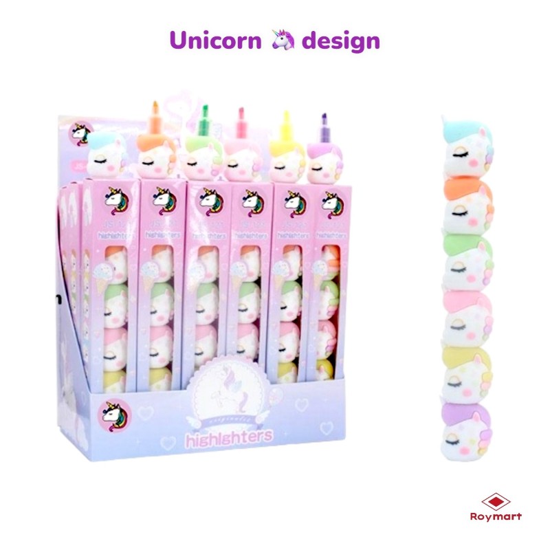 EXP.24 SETS CON 5 MARCADORES UNICORN KAWAII EXP. 20,8 x 14,7 x 21 cm. UNID. 3,5 x 20 cm. EXP.24 SETS CON 5 MARCADORES UNICORN KAWAII EXP. 20,8 x 14,7 x 21 cm. UNID. 3,5 x 20 cm.