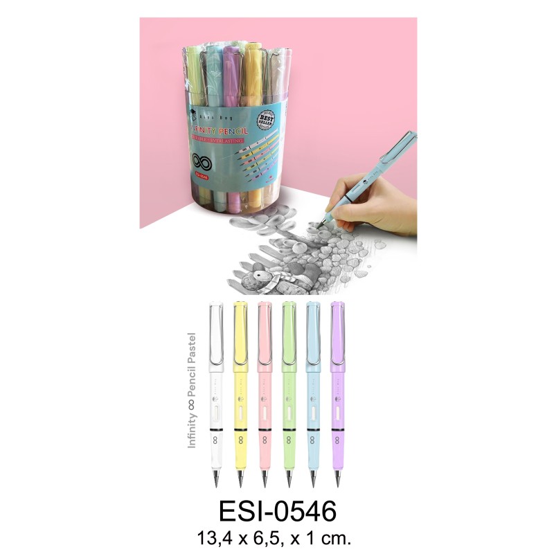 BOTE PVC 30 LAPICES INFINITOS 6 COLORES PASTEL 13,4 x 6,5, x 1 cm. BOTE PVC 30 LAPICES INFINITOS 6 COLORES PASTEL 13,4 x 6,5, x 1 cm.