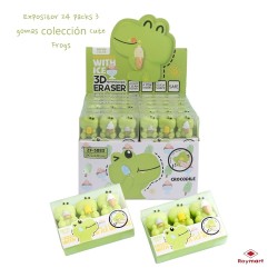 EXP.24 SETS 3 PIEZAS GOMAS 3D COCODRILO WITH ICE Exp: 17,3 x 16 x 12,3 cm Und: 2,5 x 2,2 x 3 cm.