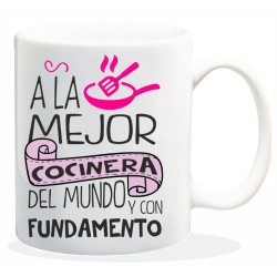 MUG CON MENSAJE PARA LA MEJOR COCINERO... 8 x 8 x 9,5 cm.