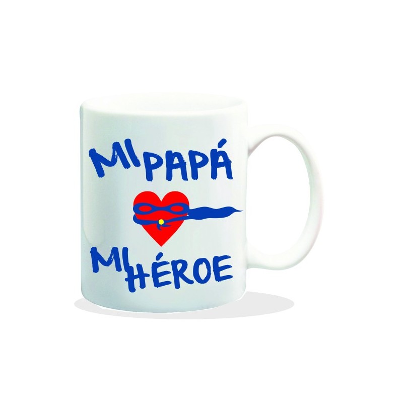 MUG CON MENSAJE MI PAPA....MI HEROE 8 x 8 x 9,5 cm.