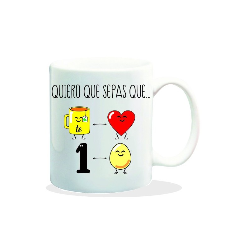 MUG CON MENSAJE QUIERO QUE SEPAS QUE..... 8 x 8 x 9,5 cm.