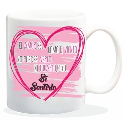 MUG ENAMORADOS EL AMOR ES COMO EL VIENTO.... 8 x 8 x 9,5 cm.