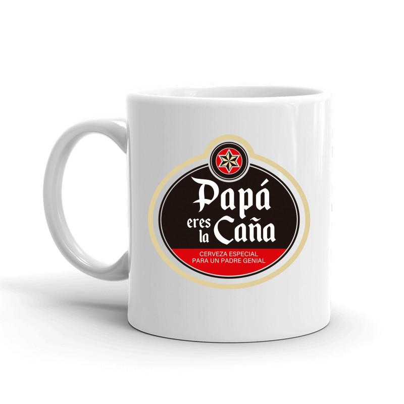 MUG CON MENSAJE PAPA ERES LA CAÑA 8 x 8 x 9,5 cm.