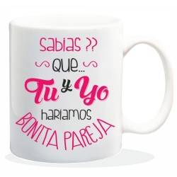 MUG ENAMORADOS SABIAS QUE TU Y YO..... 8 x 8 x 9,5 cm.