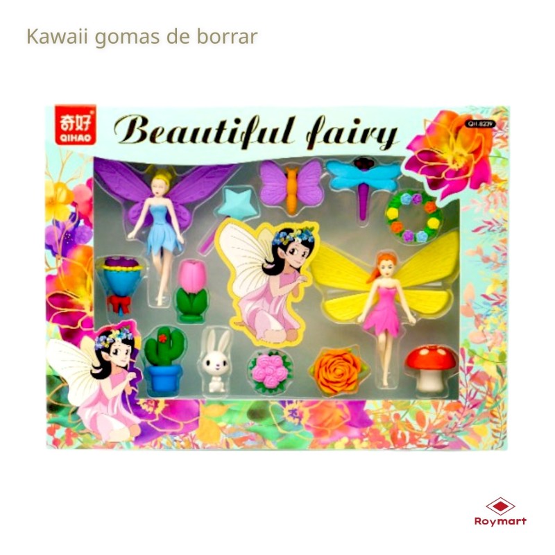 SET GOMAS SURTIDAS BEAUTIFUL FAIRY 28 x 21 x 3 cm.