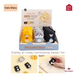 EXP.18 CINTA CORRECTORA CATS DIARY Exp: 16,5 x 18 x 17,5 cm. Und: 7,5 x 1 x 5 cm.
