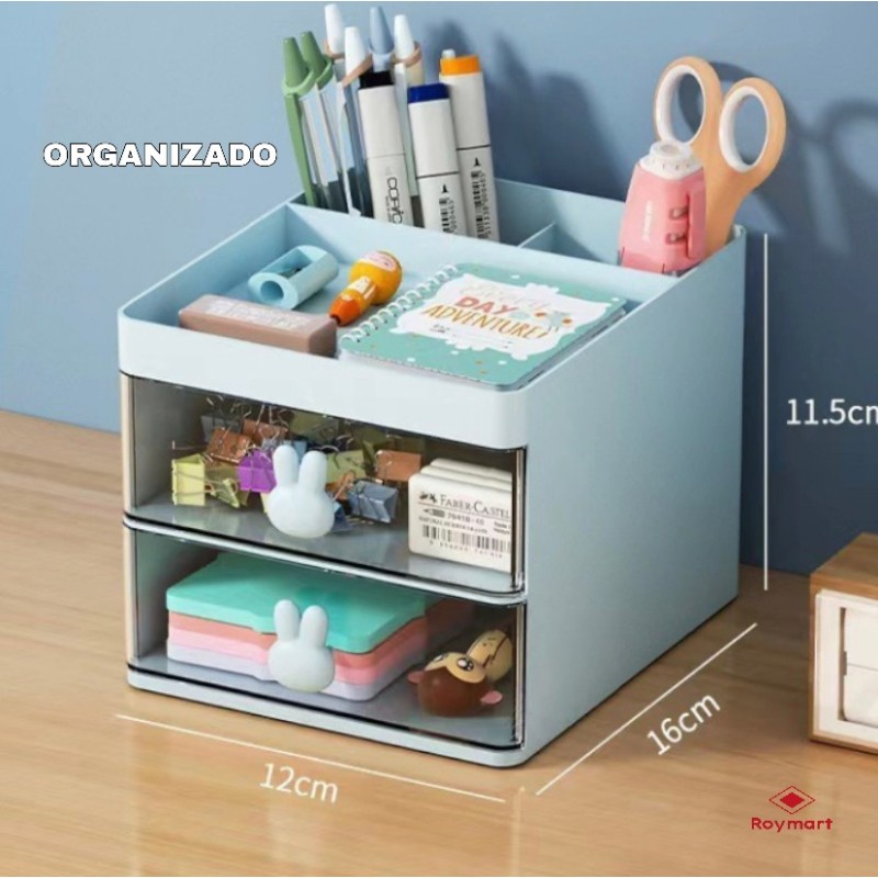 ORGANIZADOR SOBREMESA HORIZONTAL 2 CAJONES,3 COL. 12 x 16 x 11,5 cm. ORGANIZADOR SOBREMESA HORIZONTAL 2 CAJONES,3 COL. 12 x 16 x 11,5 cm.