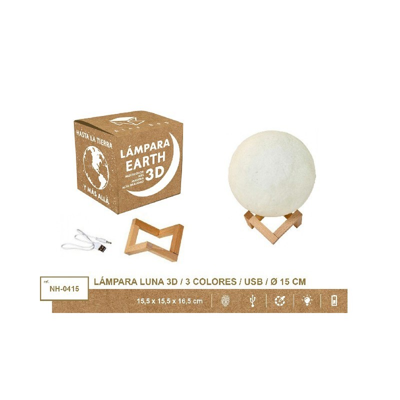 MOON LIGHT 15 CMS,3 COLORES CLAP USB DIAMETRO 15 cm MOON LIGHT 15 CMS,3 COLORES CLAP USB DIAMETRO 15 cm