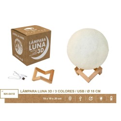 MOON LIGHT 18 CMS,3 COLORES CLAP USB DIAMETRO 18 cm