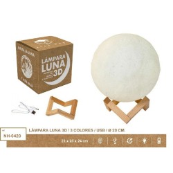 MOON LIGHT 20 CMS,3 COLORES CLAP USB DIAMETRO 20 cm