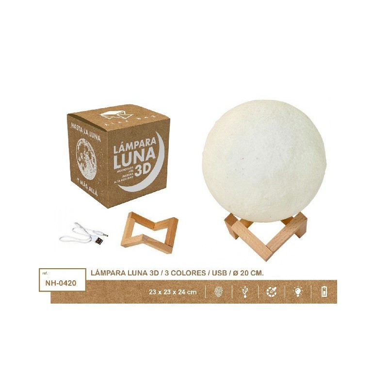 MOON LIGHT 20 CMS,3 COLORES CLAP USB DIAMETRO 20 cm MOON LIGHT 20 CMS,3 COLORES CLAP USB DIAMETRO 20 cm