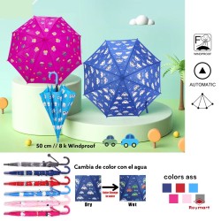 PARAGUAS INFANTIL CAMBIO DE COLOR 6 COLORES SURT 85 x 69 cm.