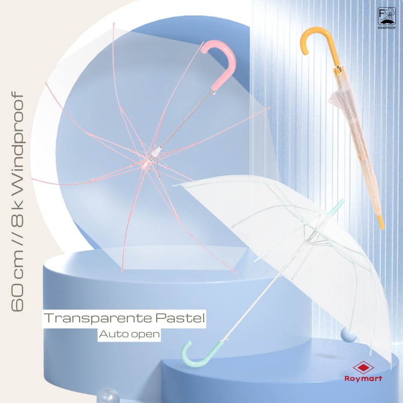 PARAGUAS AUTOMATICO JUVENIL 3 COLORES TRANSP. 100 x 81 cm. PARAGUAS AUTOMATICO JUVENIL 3 COLORES TRANSP. 100 x 81 cm.