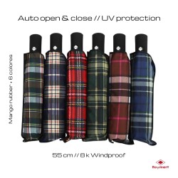 PARAGUAS AUT.PLEGABLE 6 DISEÑOS TIPO ESCOCES 98 x 55 cm.